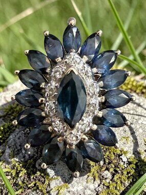 Vintage 14k Gold Sapphire & Diamond Pendant